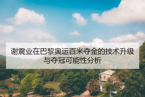谢震业在巴黎奥运百米夺金的技术升级与夺冠可能性分析